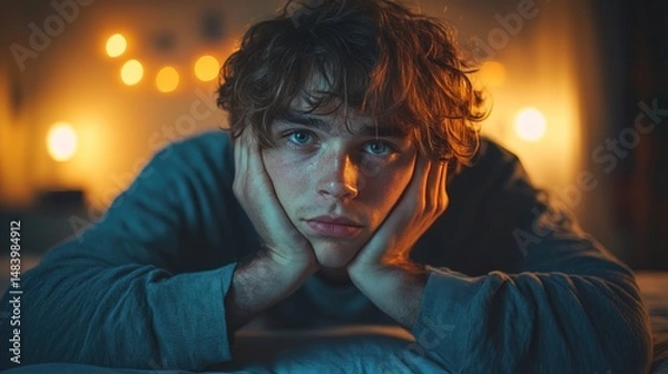 Obraz Young man, contemplative pose
