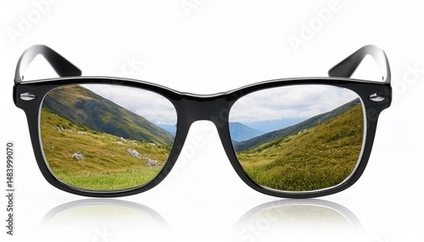 Obraz view seeing through black eye glasses isolated