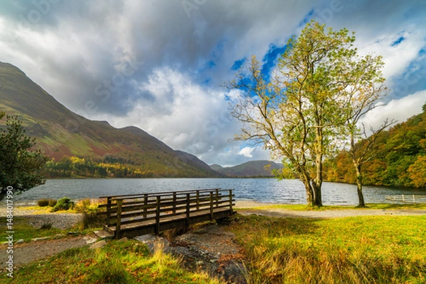 Fototapeta Buttermere shore and the Walk path in the Lake District, UK