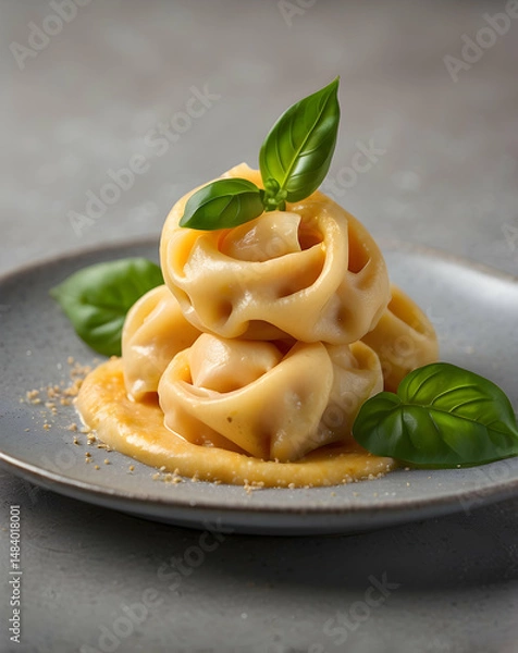 Fototapeta Gourmet Cheese Tortellini with Creamy Sauce