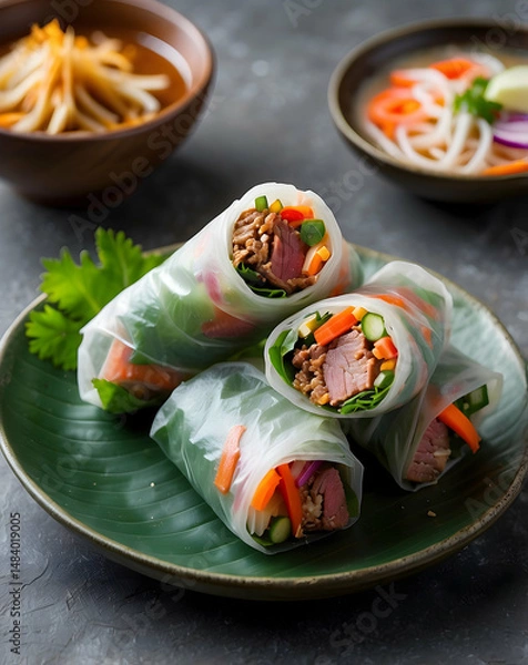 Fototapeta Beef-Filled Vietnamese Spring Rolls