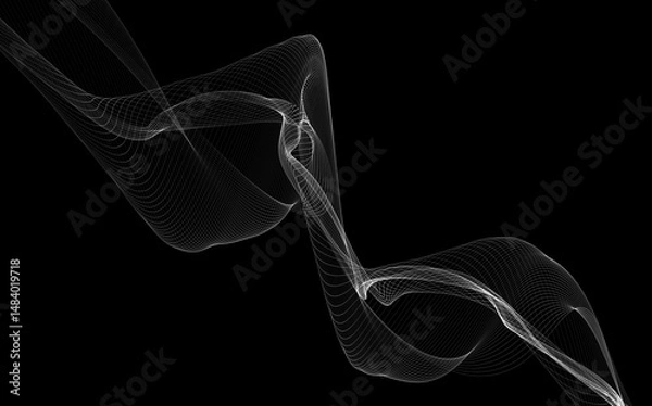 Fototapeta Dark abstract background with a glowing abstract waves