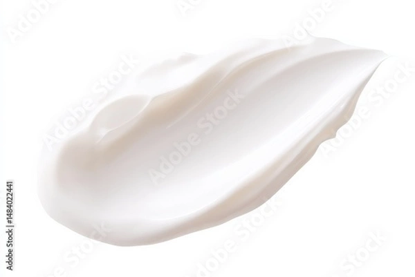 Fototapeta Creamy white lotion swirl against a clean white background.  Texture and consistency showcased.