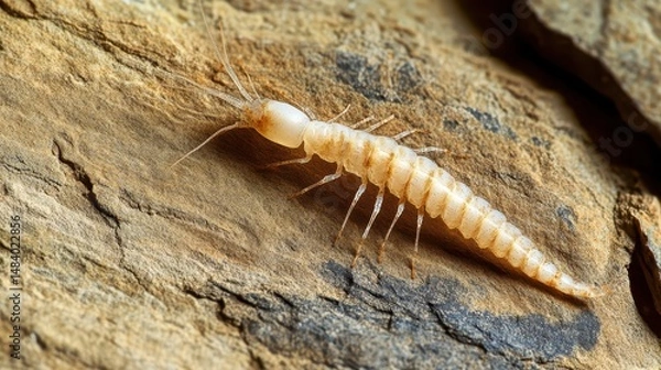Fototapeta Tiny insect found on rock in natural habitat