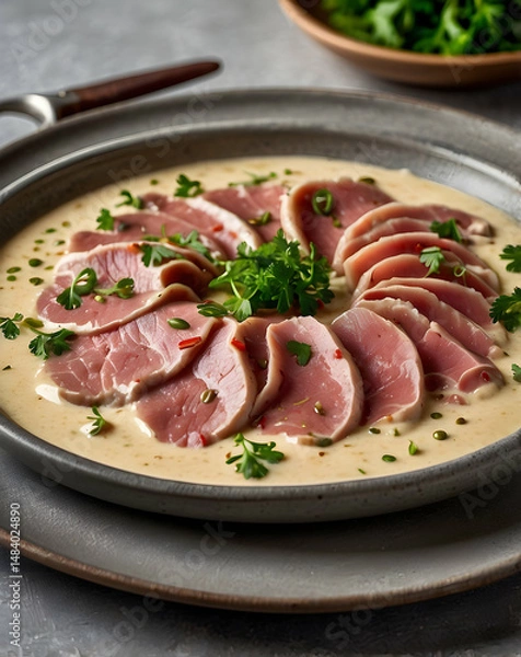 Fototapeta Beef Slices in Creamy Tuna Sauce