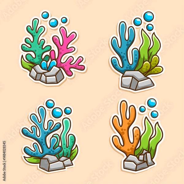 Obraz tropical reef coral collection set