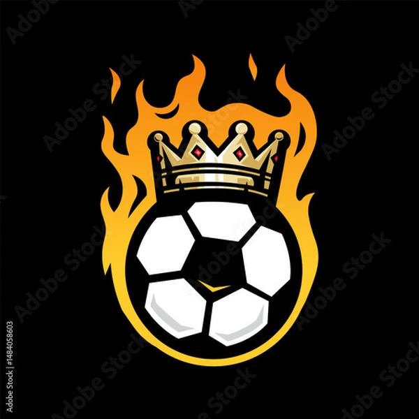 Obraz Soccer Ball with crown on fire