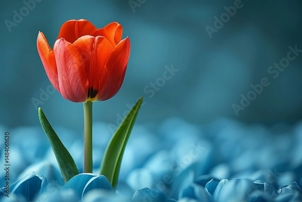 Fototapeta Annual tulip festival attracts thousands with activities including rides, tasting, and food booths