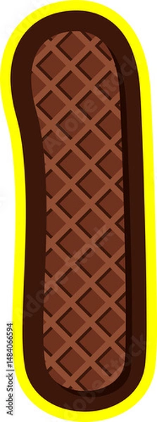 Obraz Delicious cartoon alphabet letter I styled as chocolate wafer with yellow outline. Perfect for food-themed designs, kids projects, packaging, and digital crafts. Isolated PNG on transparent background