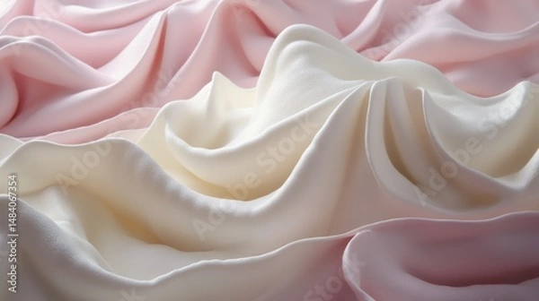 Fototapeta Elegant Fabric Texture with Gentle Waves in Soft Cream and Pink Pastel Colors Artistic Concept