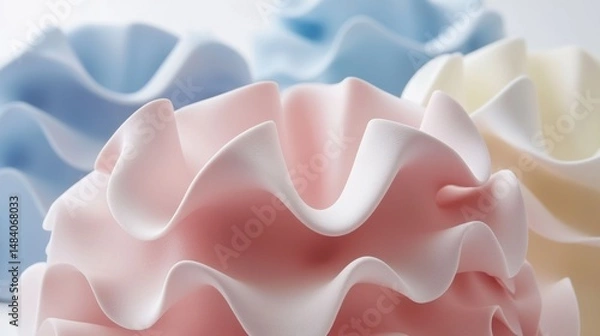 Fototapeta Captivating pastel wave forms create soft abstract background with delicate colors and gentle rhythm