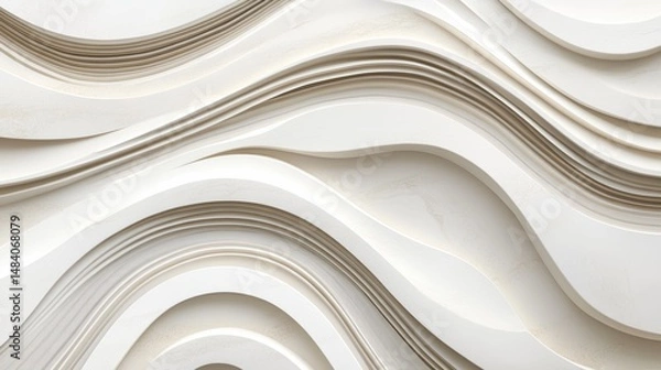 Fototapeta Abstract white wave surface design with elegant curves and subtle shadows a seamless backdrop for modern interior design