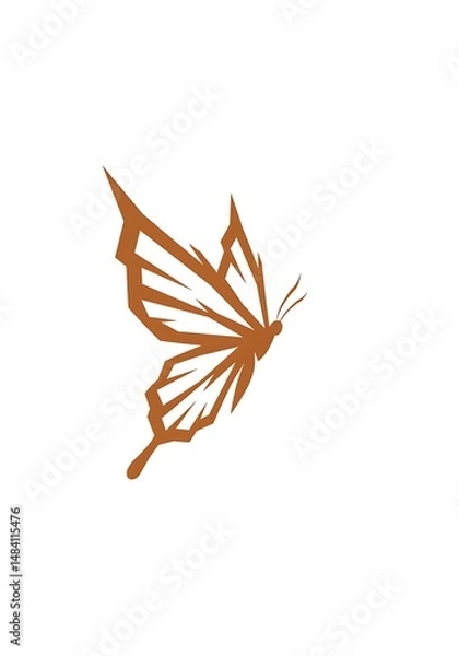 Fototapeta Rustic Brown Butterfly: Elegant Line Art Design