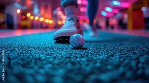 Obraz Person playing mini golf