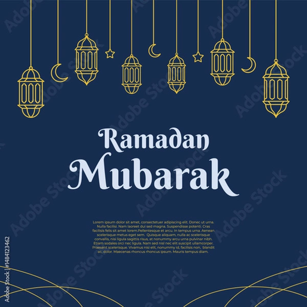 Fototapeta Islamic lantern ornament for ramadan kareem or eid al adha template. Islamic background greeting template