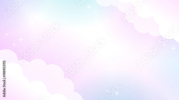 Obraz 淡いパステルカラーの可愛い雲の横長の背景