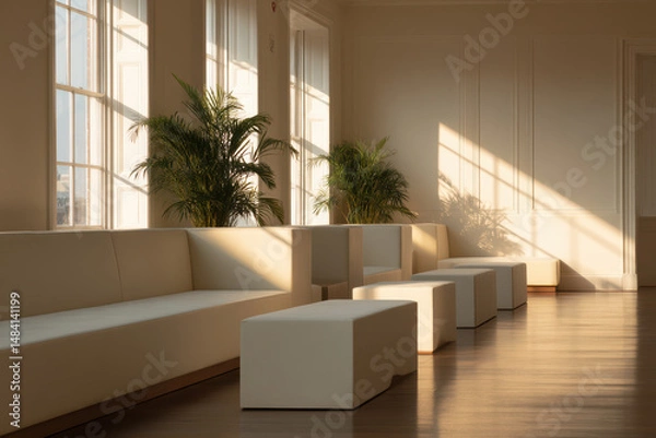 Fototapeta serene interior space designed for meditation and selfreflection