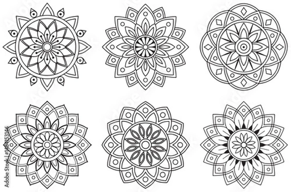 Fototapeta Editable Mandala Vector Bundle: Ideal for Meditation and Craft Projects