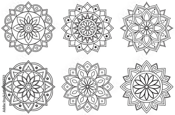 Fototapeta Editable Mandala Vector Bundle: Ideal for Meditation and Craft Projects