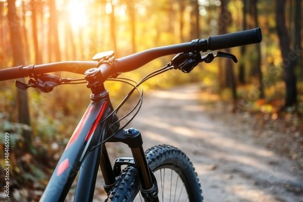 Obraz close up of bicycle handle with brakes