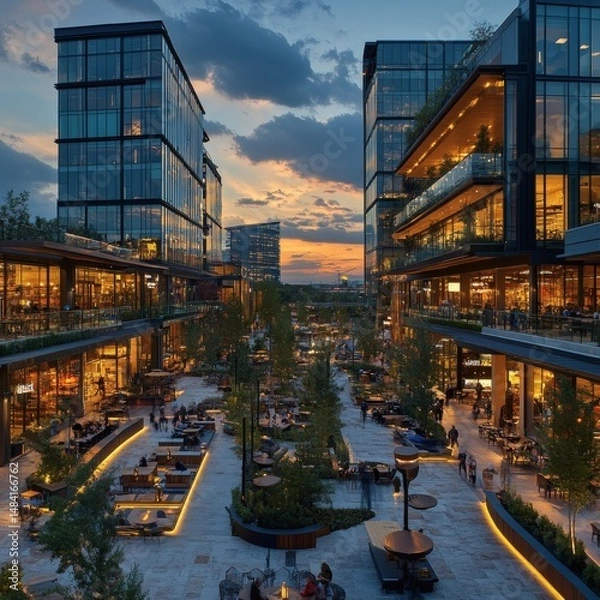 Obraz Urban Architectural Complex at Dusk