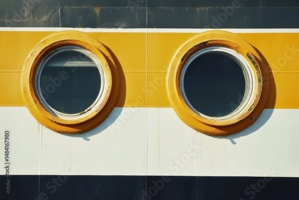 Obraz window of the ship with yellow stripes