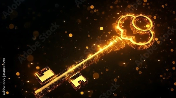 Obraz Abstract golden key illustration