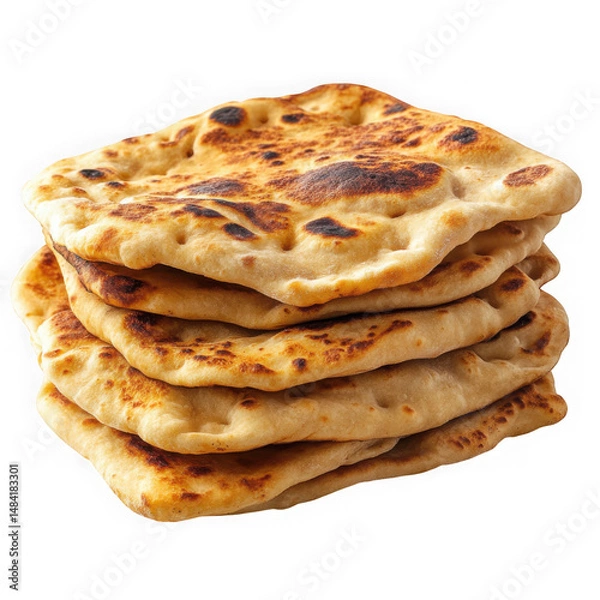 Fototapeta Flatbread golden brown stacked