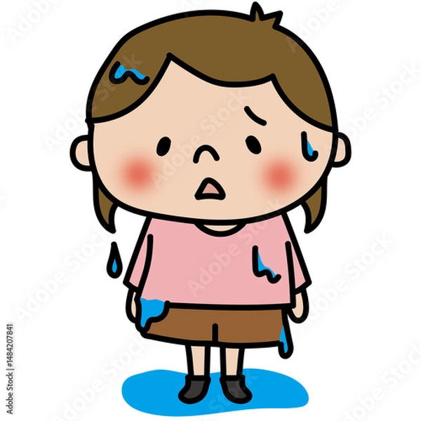 Obraz びしょ濡れになっている子供（女の子1）