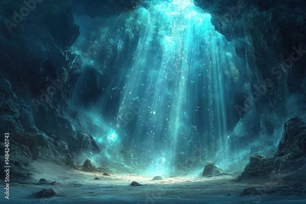Fototapeta Submerged cave, ethereal light
