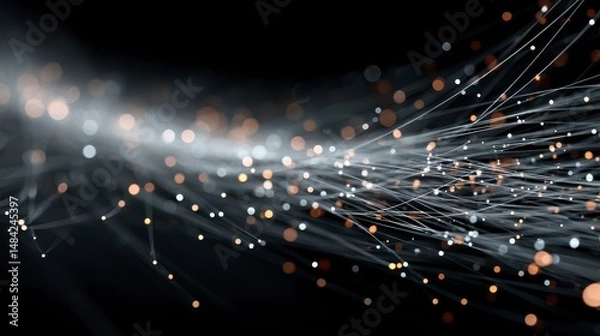 Obraz Abstract Network Data Stream  Digital Connectivity  AI  Fiber Optics  Technology Backgroun