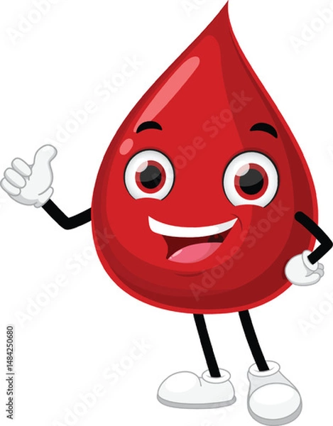 Obraz Cute red blood drop cartoon characters, Suitable for children's books, sticker, and mascot