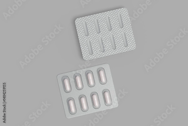 Fototapeta Pill Blister Moockup. 3D Render