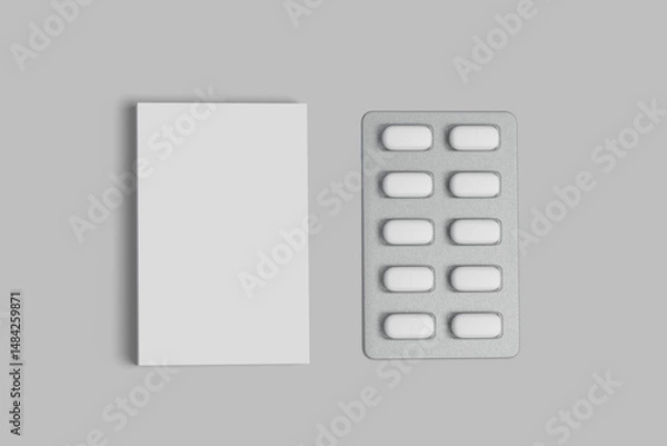 Fototapeta Pill Tablet Box Mockup. 3D Render