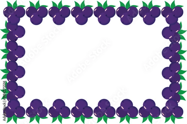Fototapeta Decorative square frame made with açaí berry elements. Ideal for graphic materials, health product packaging, menus, and natural-themed design projects.