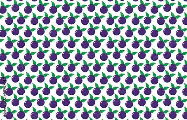 Fototapeta Seamless vector pattern featuring stylized açaí berries. Great for packaging, fabric, stationery, tropical backgrounds, and health-themed designs.