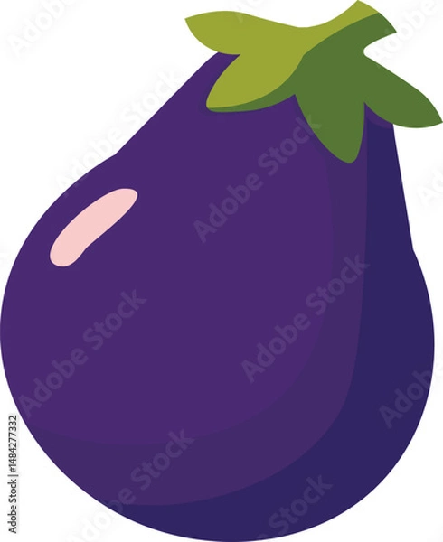 Fototapeta Vector illustration of an eggplant in a simple and decorative style. Perfect for digital projects, graphic design, food themes, cooking, agriculture, and vegetable concepts.