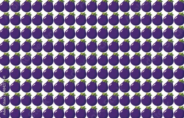 Fototapeta Seamless vector pattern with stylized eggplants. Great for packaging, stationery, fabric, backgrounds, and food or nature-themed designs.