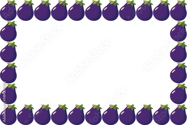 Fototapeta Decorative square frame made with stylized eggplants. Ideal for food-related layouts, natural product designs, digital materials, and graphic compositions.