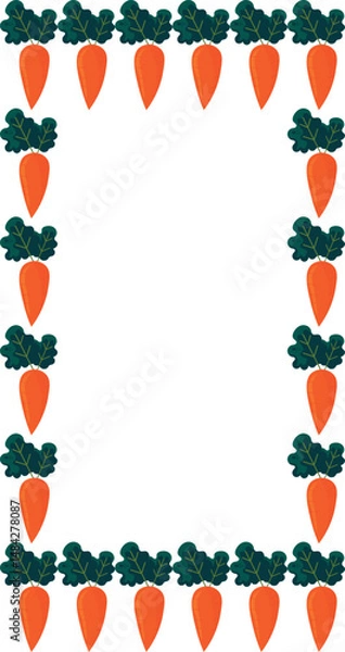 Fototapeta Decorative square frame with vector carrots. Suitable for menu designs, nutrition projects, natural packaging, and digital art.