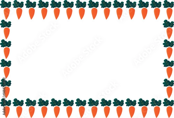 Fototapeta Decorative square frame with vector carrots. Suitable for menu designs, nutrition projects, natural packaging, and digital art.