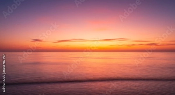 Obraz Serene coastal dawn, vibrant colors paint the sky and reflect on the tranquil ocean