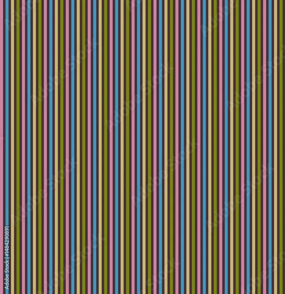 Fototapeta Abstract geometric striped seamless pattern Colorful thin vertical straight stripes, lines on a dark chocolate brown background