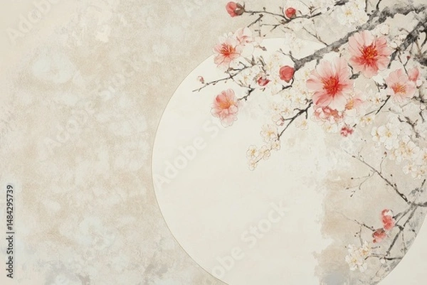 Fototapeta Delicate blossoms in a traditional style.