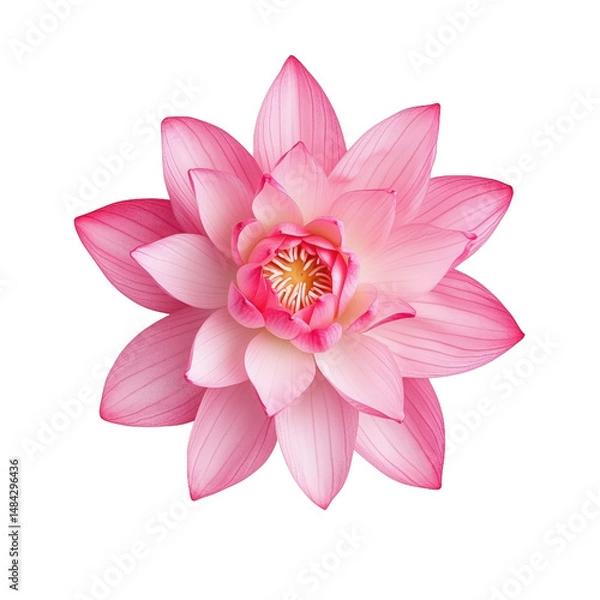 Fototapeta beautiful pink lotus flower with delicate petals and vibrant center, isolated on transparency background, evokes tranquility and elegance
