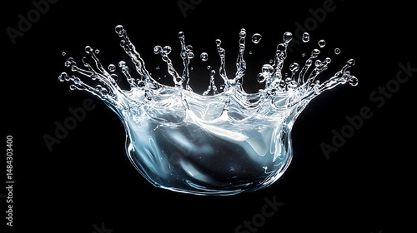 Fototapeta Clear water waves. Water wave isolated on black background.