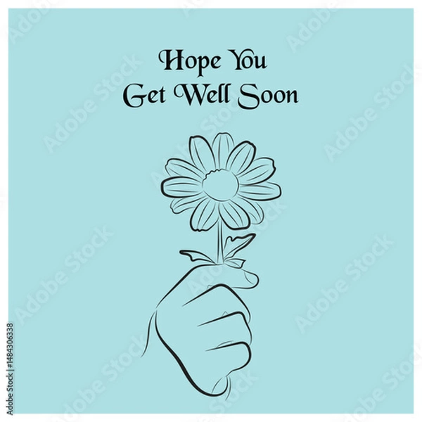 Fototapeta Hand Holding Daisy Flower - Minimalist Get Well Soon Card Design