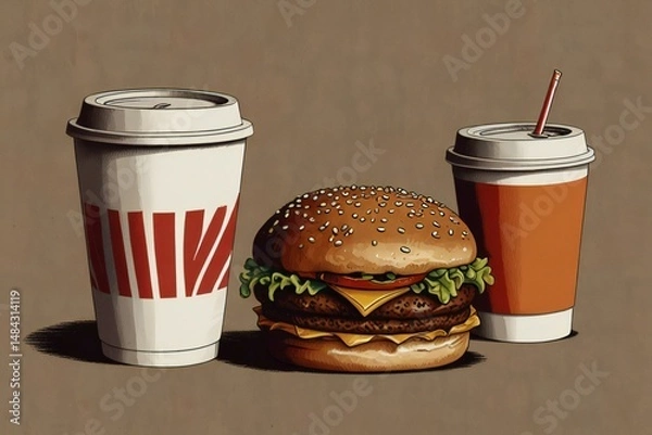 Obraz hamburger and cola