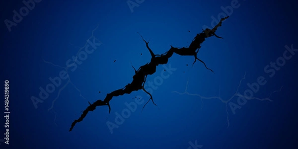 Fototapeta Black lightning with blue background. 