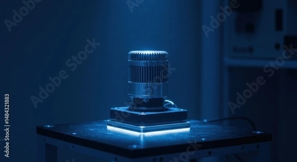 Obraz Haptics technology testing device illuminated by a cool blue light source